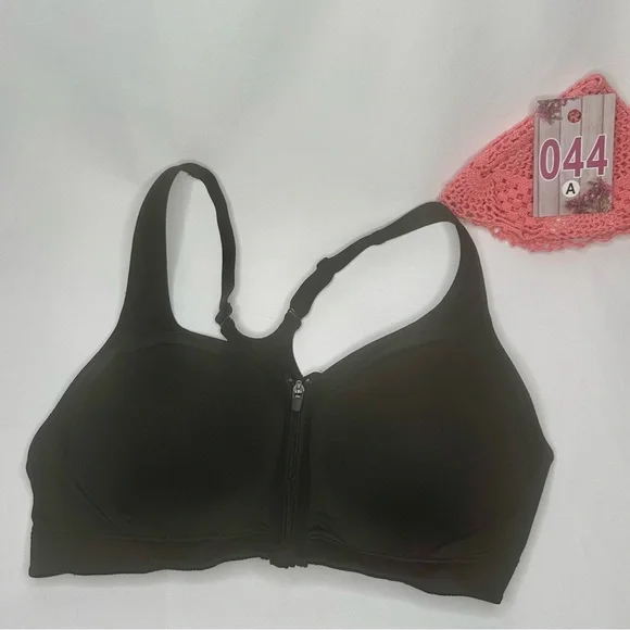C9 Champion Black Front Zip-Up Sports Bra - Picture 2 of 7